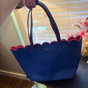 Bath & Body Works Royal Blue Tote with Pink Scalloped Edge